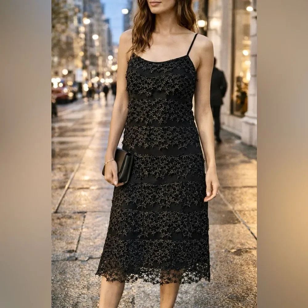 Diane Von Furstenberg Black Lace Overlay Slip Dress — NWT Size M ($598 Retail)